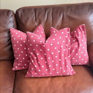 3 Pottery Barn Red Polka Dot Accent Pillows